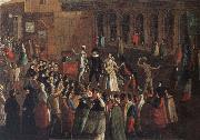 Gabriel Bella A Troupe of Actors on the piazzetta oil painting